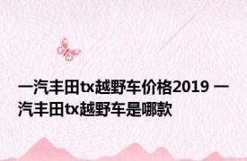 一汽丰田tx越野车价格2019 一汽丰田tx越野车是哪款