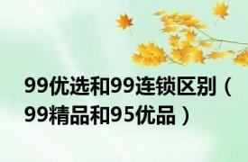 99优选和99连锁区别（99精品和95优品）