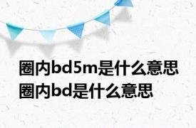 圈内bd5m是什么意思 圈内bd是什么意思