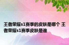 王者荣耀s1赛季的皮肤是哪个 王者荣耀s1赛季皮肤是谁