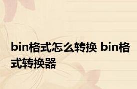 bin格式怎么转换 bin格式转换器 