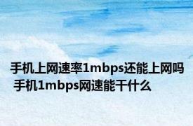 手机上网速率1mbps还能上网吗 手机1mbps网速能干什么