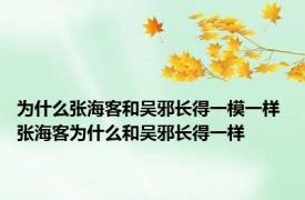 为什么张海客和吴邪长得一模一样 张海客为什么和吴邪长得一样