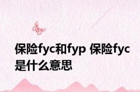 保险fyc和fyp 保险fyc是什么意思