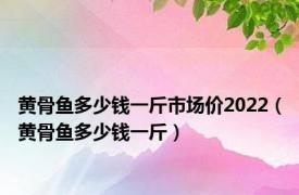 黄骨鱼多少钱一斤市场价2022（黄骨鱼多少钱一斤）