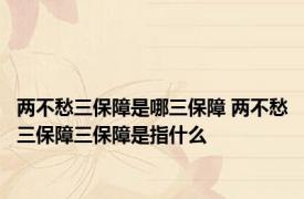 两不愁三保障是哪三保障 两不愁三保障三保障是指什么