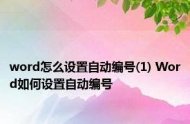 word怎么设置自动编号(1) Word如何设置自动编号