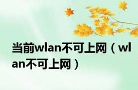 当前wlan不可上网（wlan不可上网）