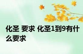 化圣 要求 化圣1到9有什么要求