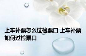 上车补票怎么过检票口 上车补票如何过检票口