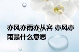 亦风亦雨亦从容 亦风亦雨是什么意思