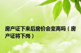 房产证下来后房价会变高吗（房产证将下岗）