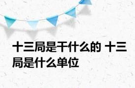 十三局是干什么的 十三局是什么单位