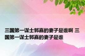 三国第一谋士郭嘉的妻子是谁啊 三国第一谋士郭嘉的妻子是谁