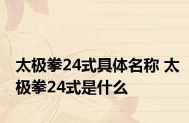 太极拳24式具体名称 太极拳24式是什么