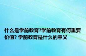 什么是学前教育?学前教育有何重要价值? 学前教育是什么的意义