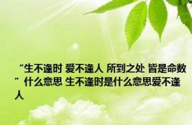 “生不逢时 爱不逢人 所到之处 皆是命数”什么意思 生不逢时是什么意思爱不逢人