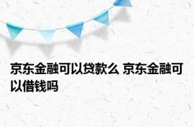 京东金融可以贷款么 京东金融可以借钱吗