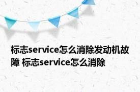 标志service怎么消除发动机故障 标志service怎么消除