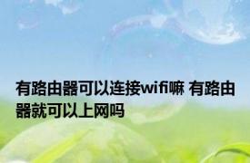 有路由器可以连接wifi嘛 有路由器就可以上网吗