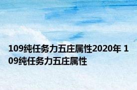 109纯任务力五庄属性2020年 109纯任务力五庄属性