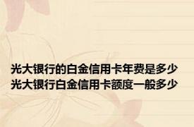 光大银行的白金信用卡年费是多少 光大银行白金信用卡额度一般多少