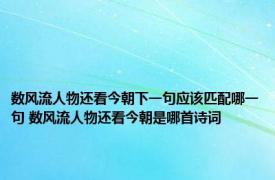 数风流人物还看今朝下一句应该匹配哪一句 数风流人物还看今朝是哪首诗词