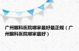 广州眼科医院哪家最好最正规（广州眼科医院哪家最好）