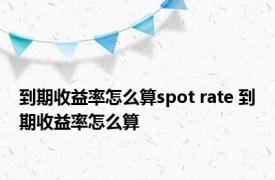 到期收益率怎么算spot rate 到期收益率怎么算