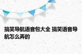 搞笑导航语音包大全 搞笑语音导航怎么弄的