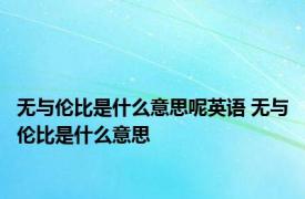 无与伦比是什么意思呢英语 无与伦比是什么意思 