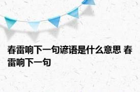 春雷响下一句谚语是什么意思 春雷响下一句