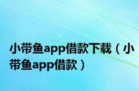 小带鱼app借款下载（小带鱼app借款）