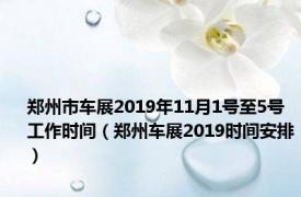 郑州市车展2019年11月1号至5号工作时间（郑州车展2019时间安排）