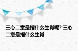 三心二意是指什么生肖呢? 三心二意是指什么生肖