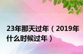 23年那天过年（2019年什么时候过年）