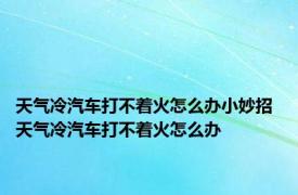 天气冷汽车打不着火怎么办小妙招 天气冷汽车打不着火怎么办