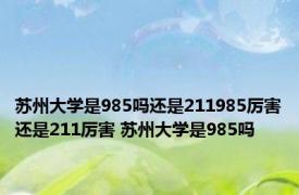 苏州大学是985吗还是211985厉害还是211厉害 苏州大学是985吗