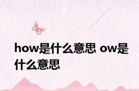 how是什么意思 ow是什么意思