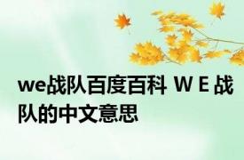 we战队百度百科 ＷＥ战队的中文意思