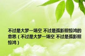 不过是大梦一场空 不过是孤影照惊鸿的意思（不过是大梦一场空 不过是孤影照惊鸿）