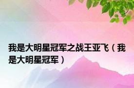 我是大明星冠军之战王亚飞（我是大明星冠军）