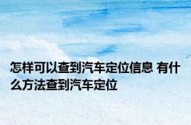 怎样可以查到汽车定位信息 有什么方法查到汽车定位