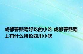 成都春熙路好吃的小吃 成都春熙路上有什么特色四川小吃