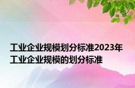 工业企业规模划分标准2023年 工业企业规模的划分标准