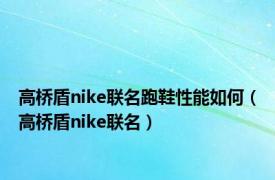 高桥盾nike联名跑鞋性能如何（高桥盾nike联名）