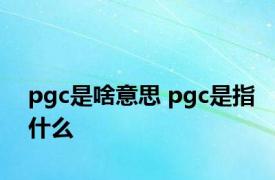 pgc是啥意思 pgc是指什么