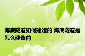 海底隧道如何建造的 海底隧道是怎么建造的