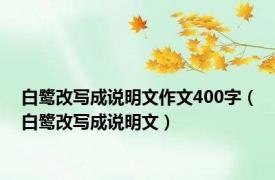 白鹭改写成说明文作文400字（白鹭改写成说明文）