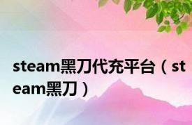 steam黑刀代充平台（steam黑刀）